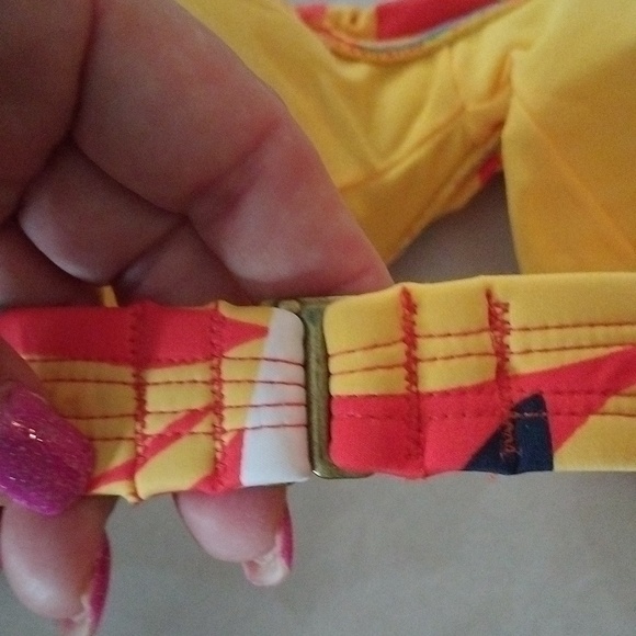 Hobie Womens Orange Floral Bloomy Daze Bandeau Bikini Swim Top, Size Large - Picture 7 of 12